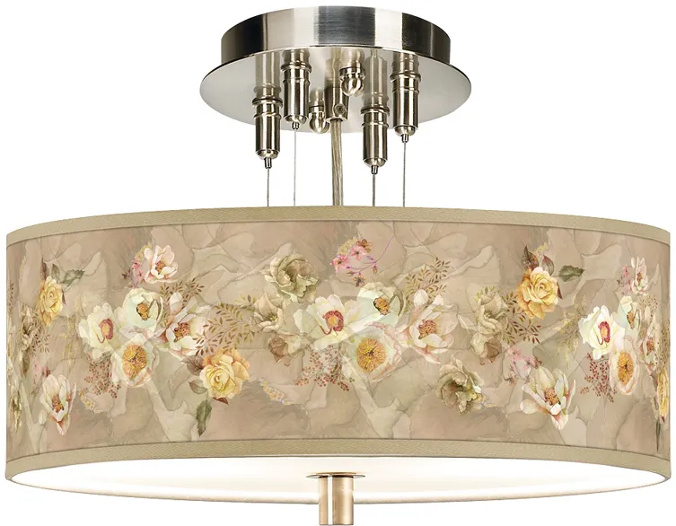 Floral Spray Giclee 14" Wide Ceiling Light