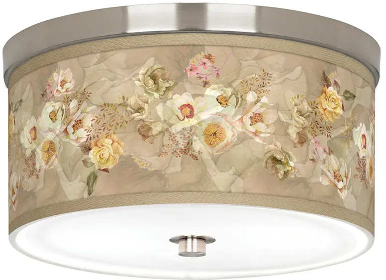 Floral Spray Giclee Nickel 10 1/4" Wide Ceiling Light