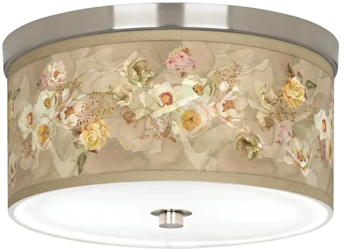 Floral Spray Giclee Nickel 10 1/4" Wide Ceiling Light