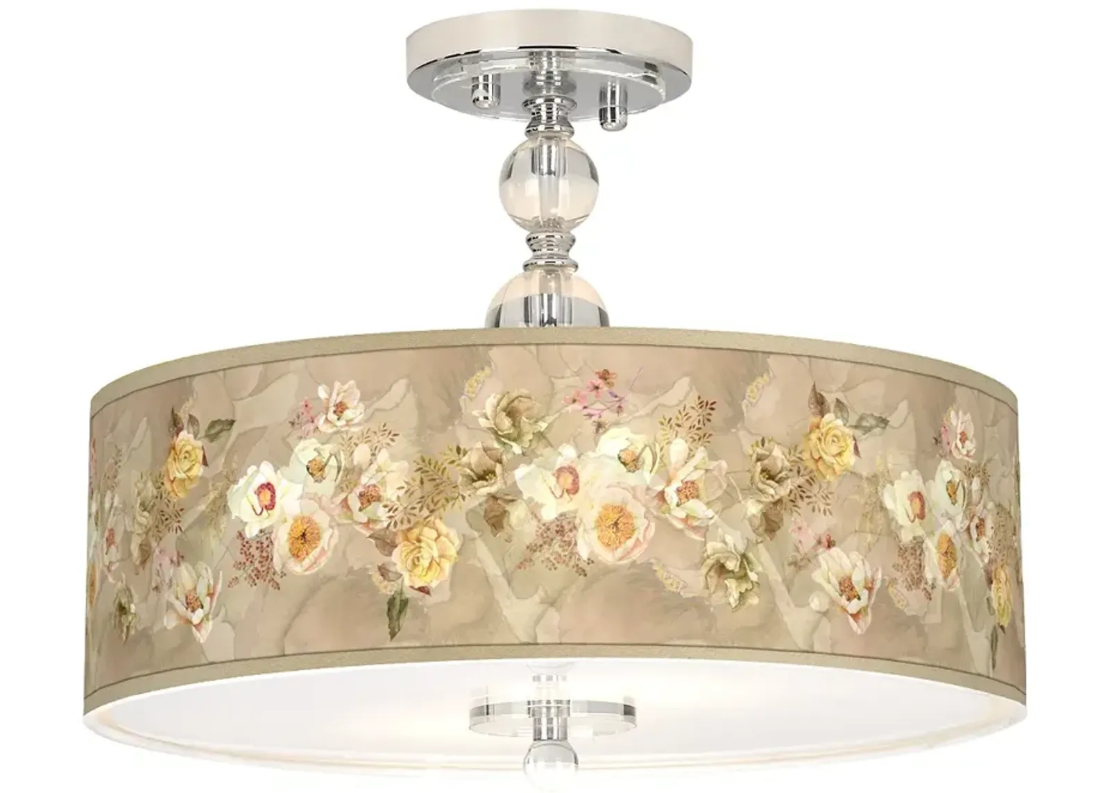 Giclee Gallery Floral Spray Shade 16" Wide Semi-Flush Ceiling Light