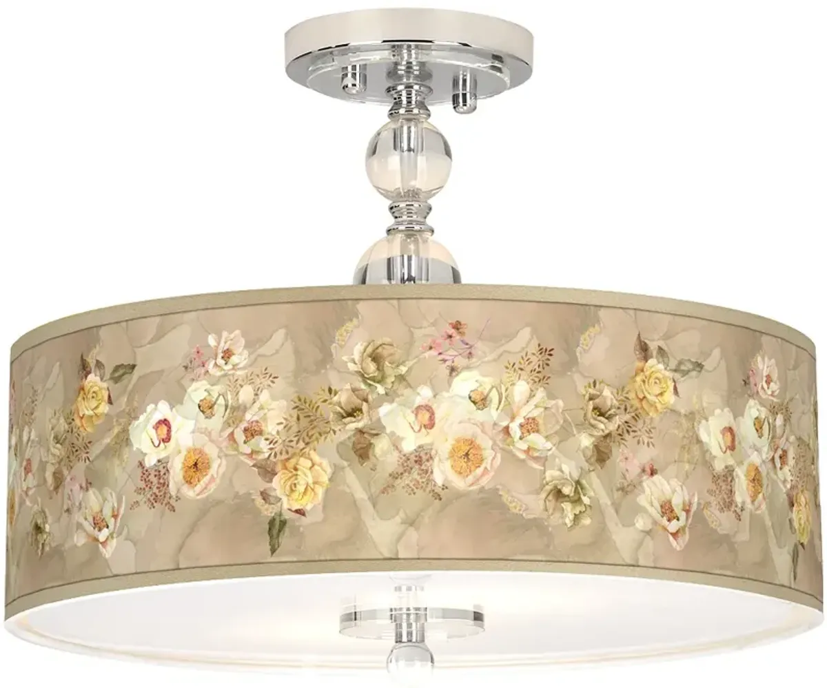 Giclee Gallery Floral Spray Shade 16" Wide Semi-Flush Ceiling Light