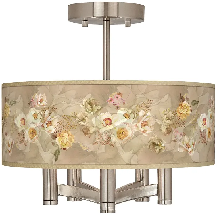 Floral Spray Ava 5-Light Nickel Ceiling Light