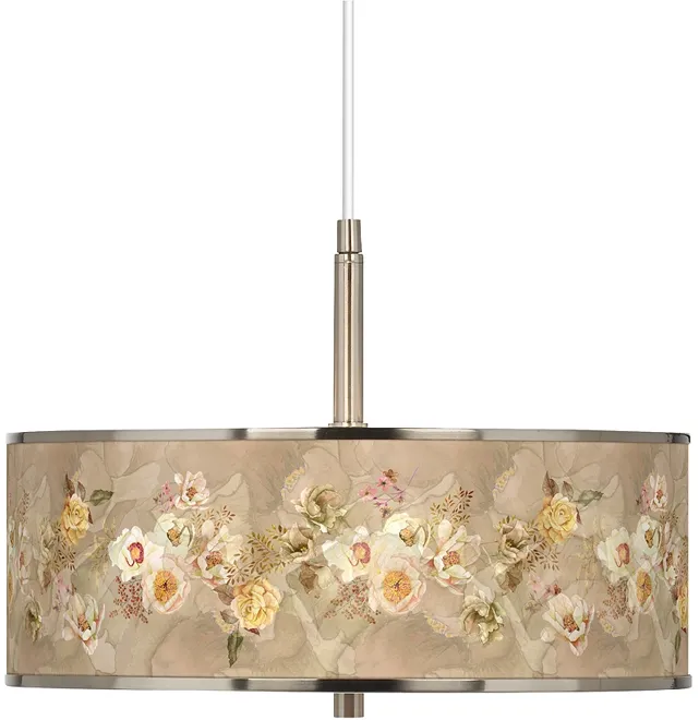 Floral Spray Giclee Glow 16" Wide Pendant Light