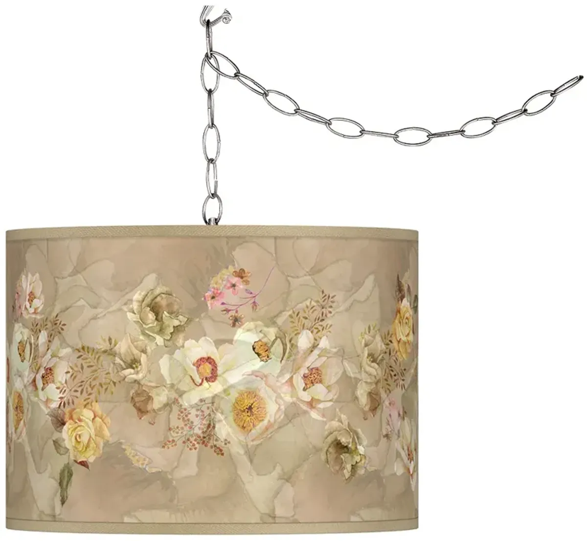 Giclee Glow Floral Spray 13 1/2" Wide Plug-In Swag Pendant