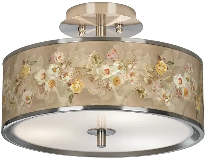 Floral Spray Giclee Glow 14" Wide Ceiling Light