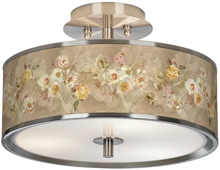 Floral Spray Giclee Glow 14" Wide Ceiling Light