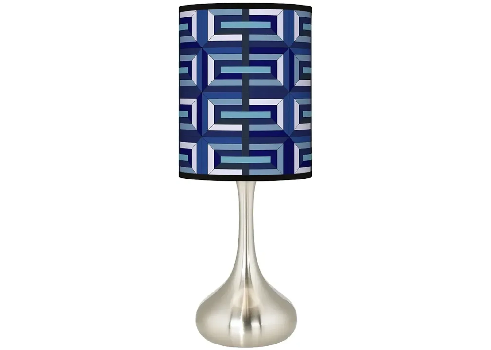 Blue Parquet Geometric Giclee Modern Droplet Table Lamp