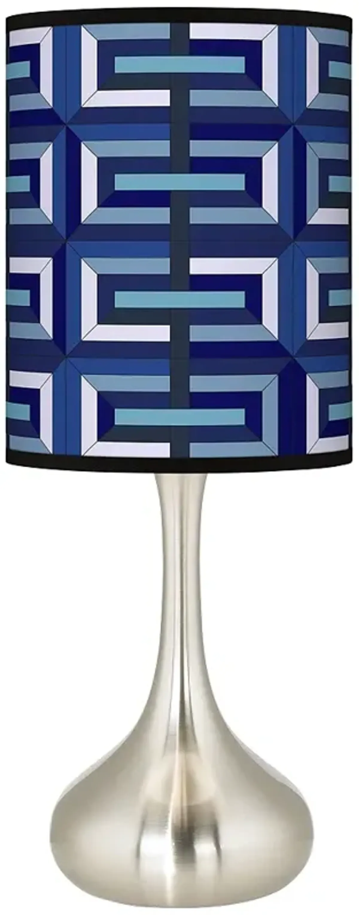 Blue Parquet Geometric Giclee Modern Droplet Table Lamp