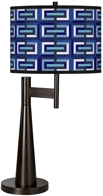 Giclee Glow Novo 30 3/4" Parquet Blue Shade Bronze Table Lamp