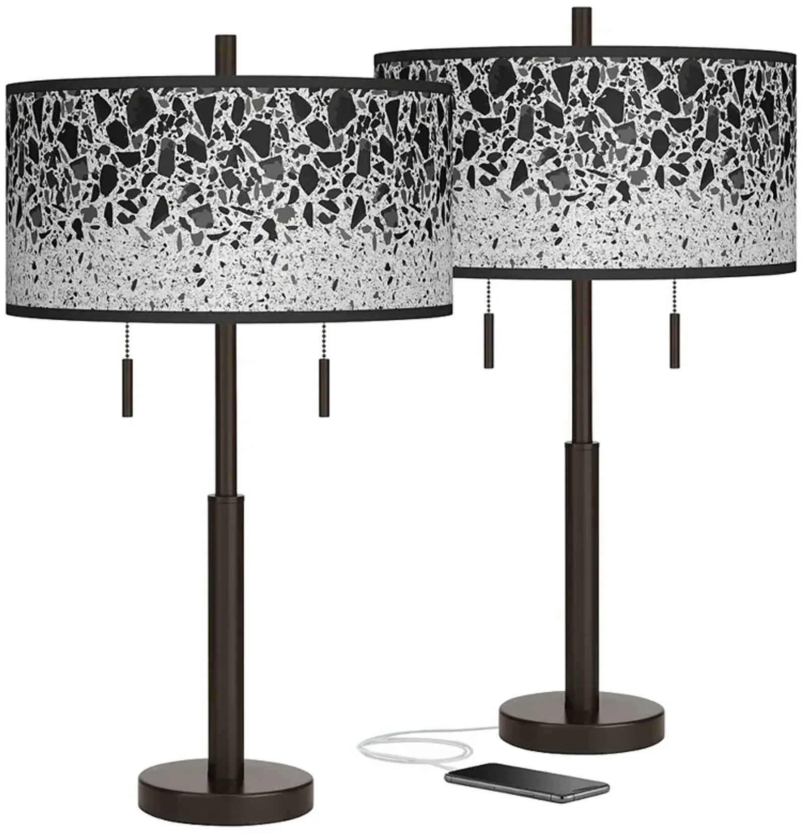 Terrazzo Robbie Bronze USB Table Lamps Set of 2