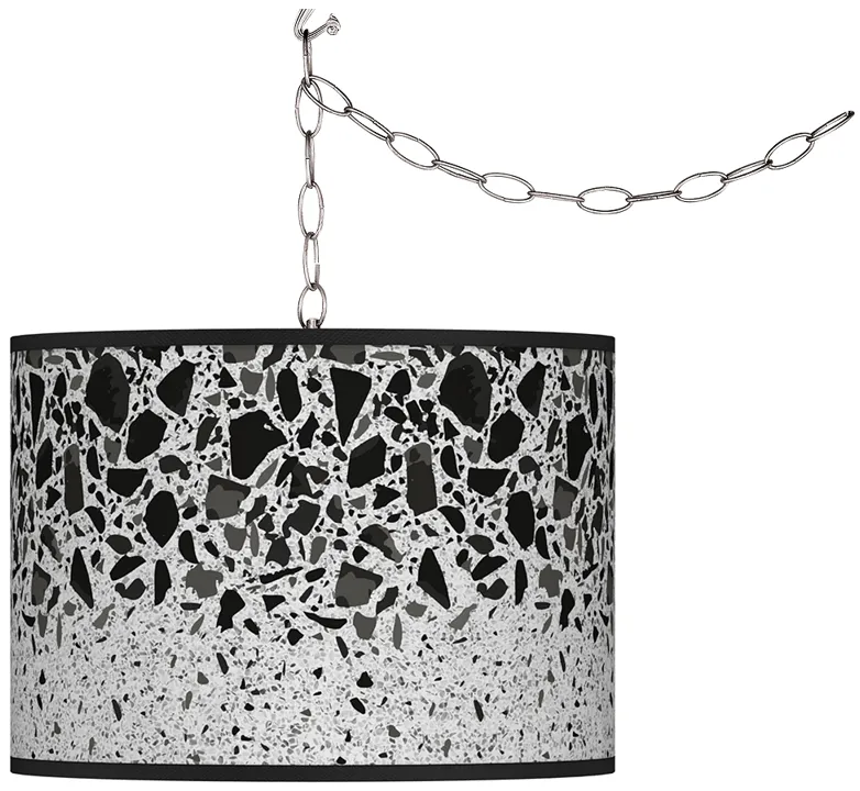 Swag Style Terrazzo Giclee Shade Plug-In Chandelier