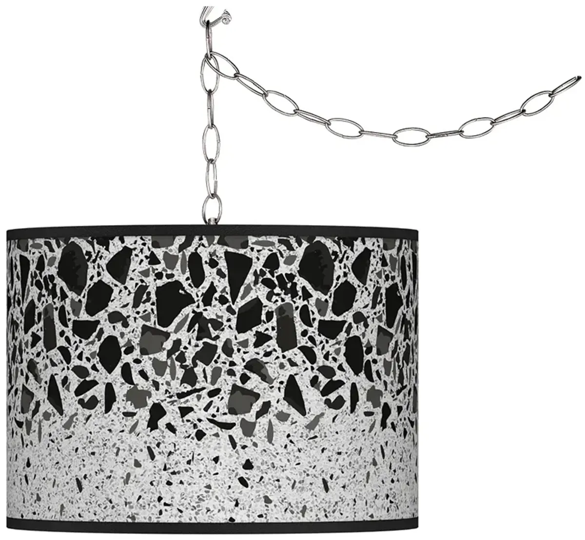 Swag Style Terrazzo Giclee Shade Plug-In Chandelier