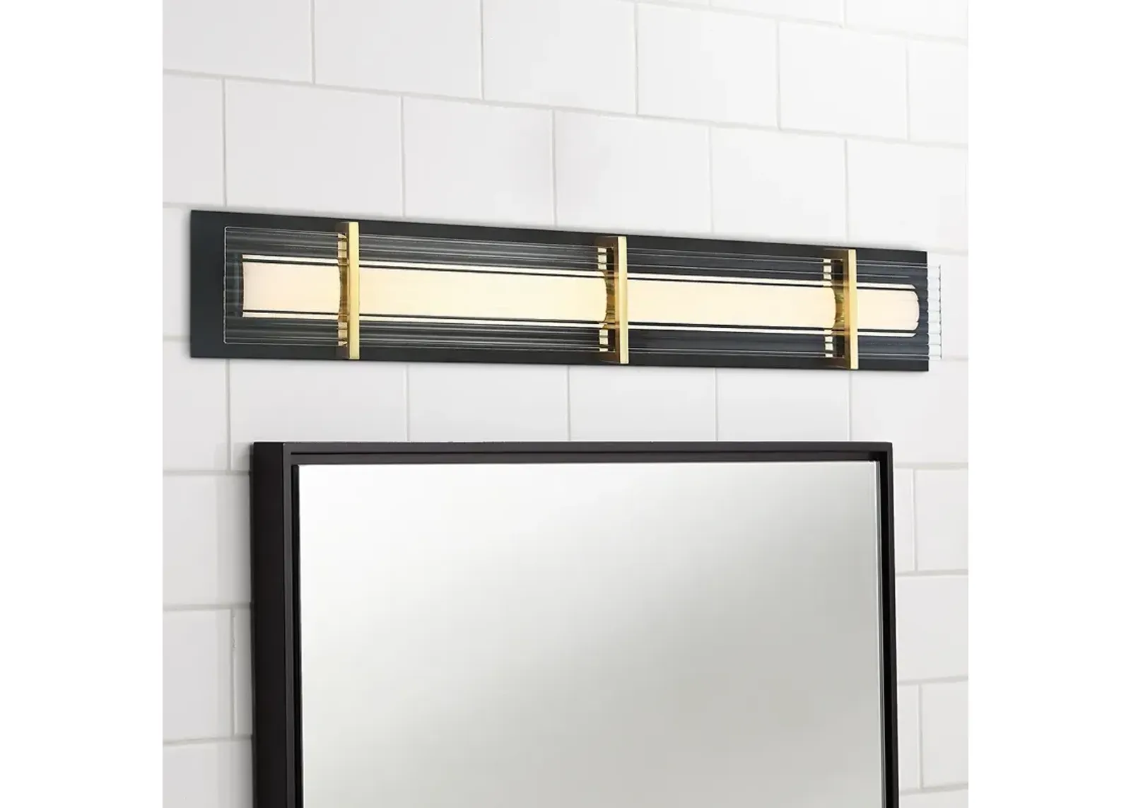 Midnight Gold 27 1/2" Wide Black and Gold Modern LED Bath Light