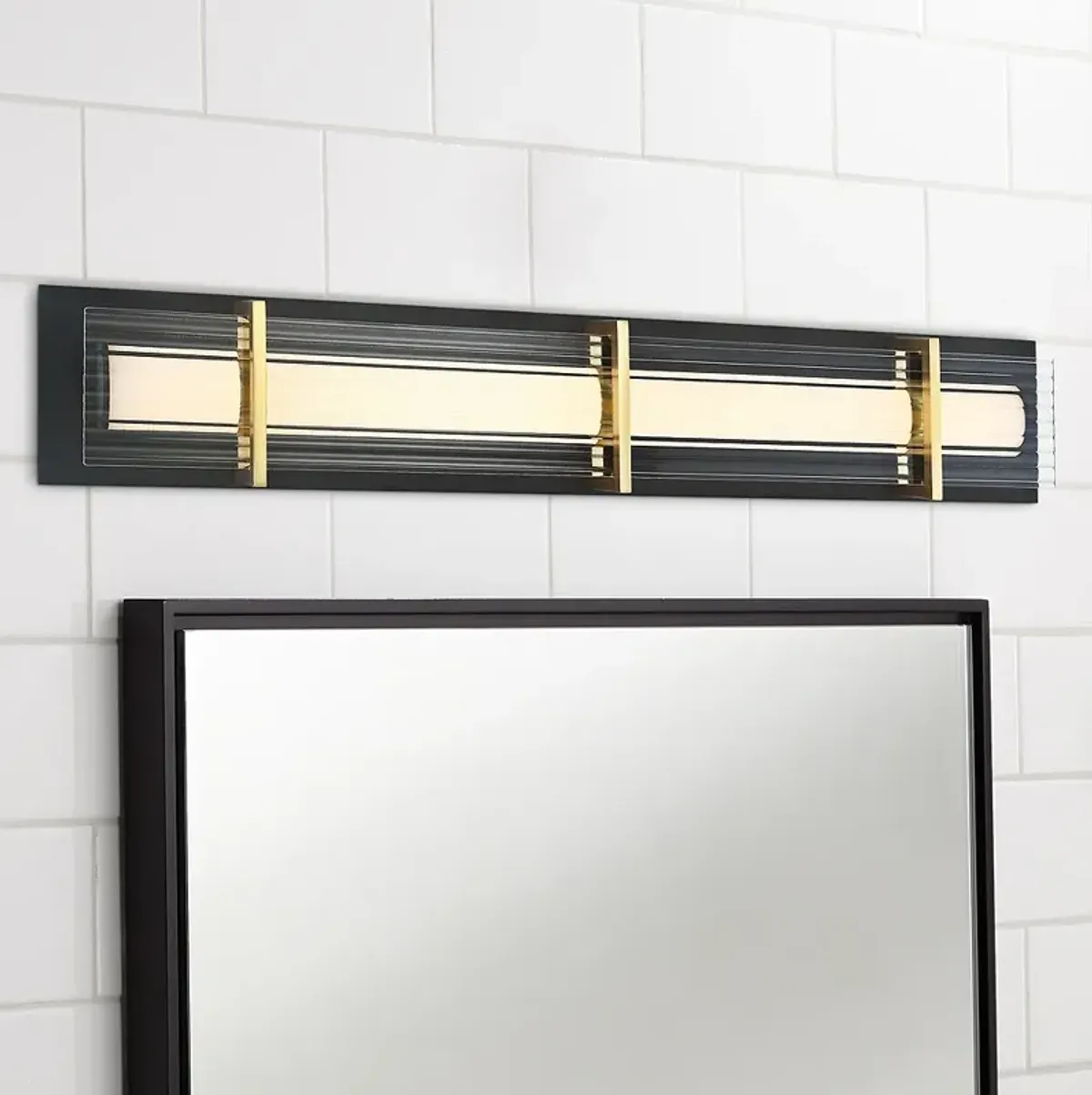 Midnight Gold 27 1/2" Wide Black and Gold Modern LED Bath Light