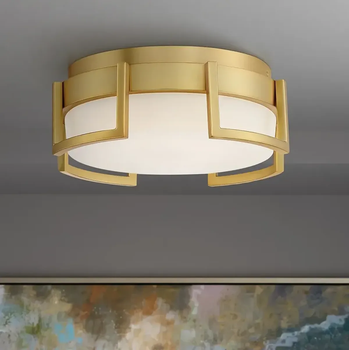 George Kovacs Bezel Set 10" Wide Honey Gold LED Ceiling Light