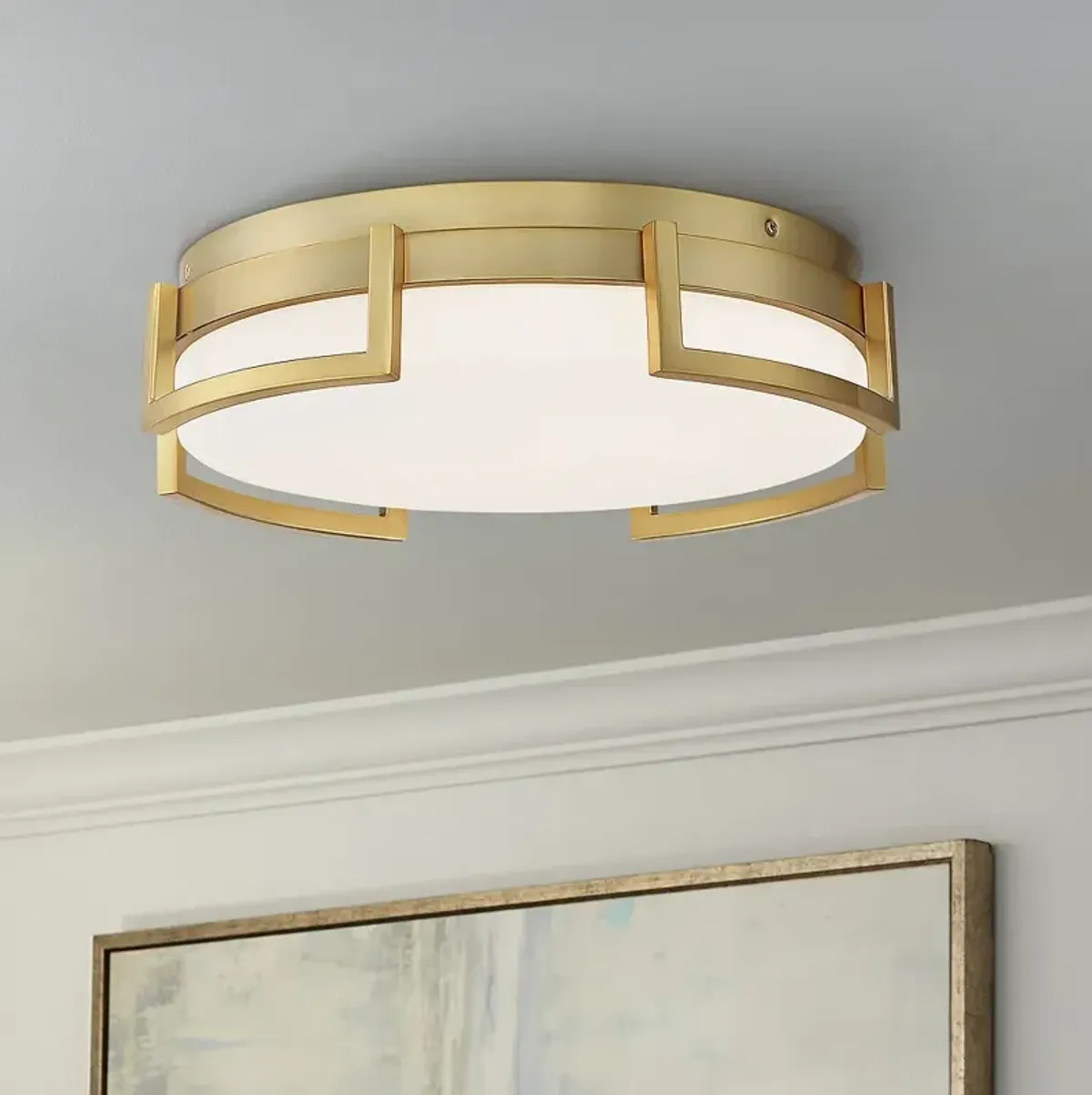 George Kovacs Bezel Set 15" Wide Honey Gold LED Ceiling Light