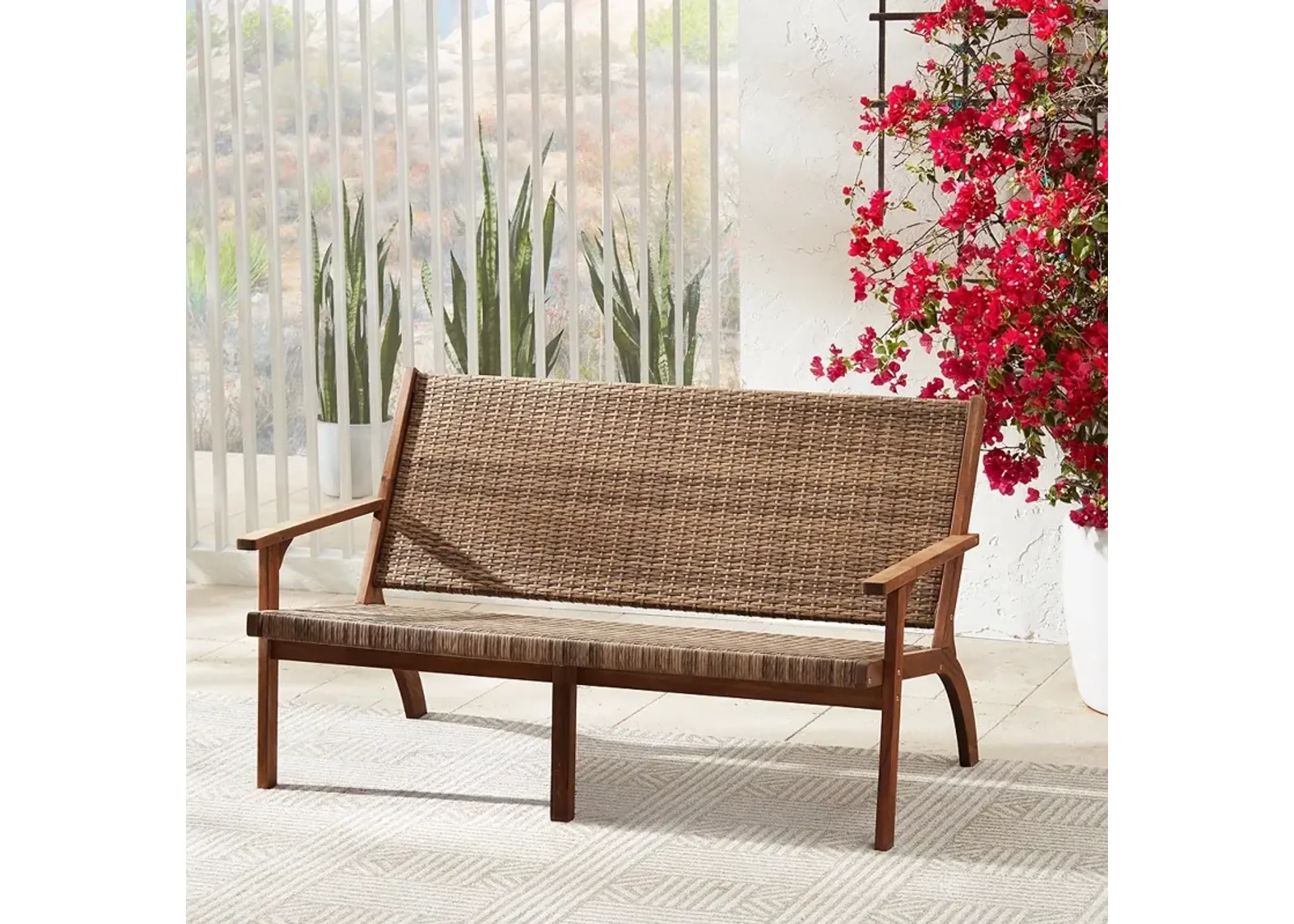 Perry 55 1/4" Wide Natural Wood Outdoor Sofa