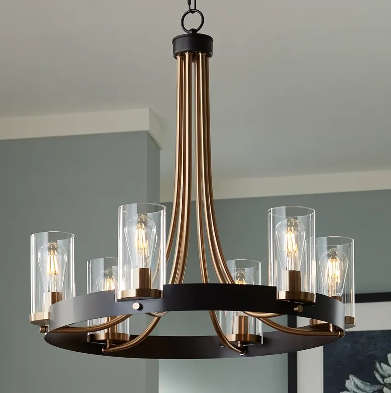 Stiffel Ferrers 26" Wide Dark Bronze and Gold 6-Light Chandelier