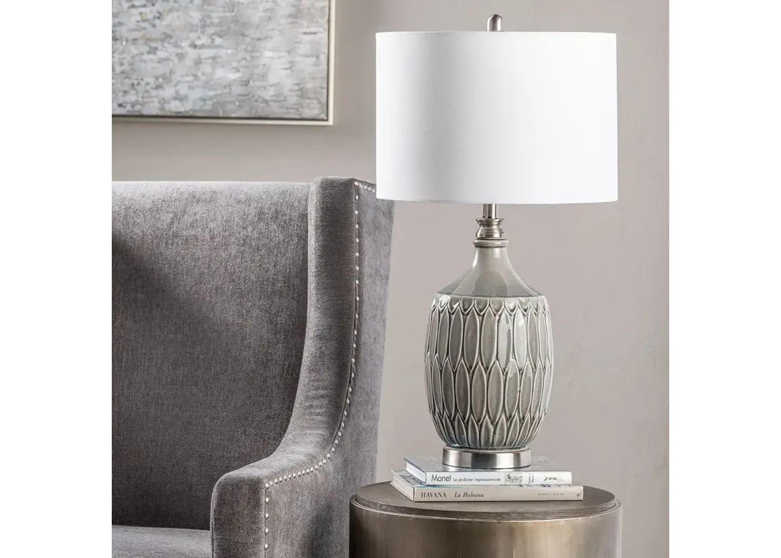 Crestview Collection Carlisle 29 1/2" Gray Ceramic Vase Table Lamp