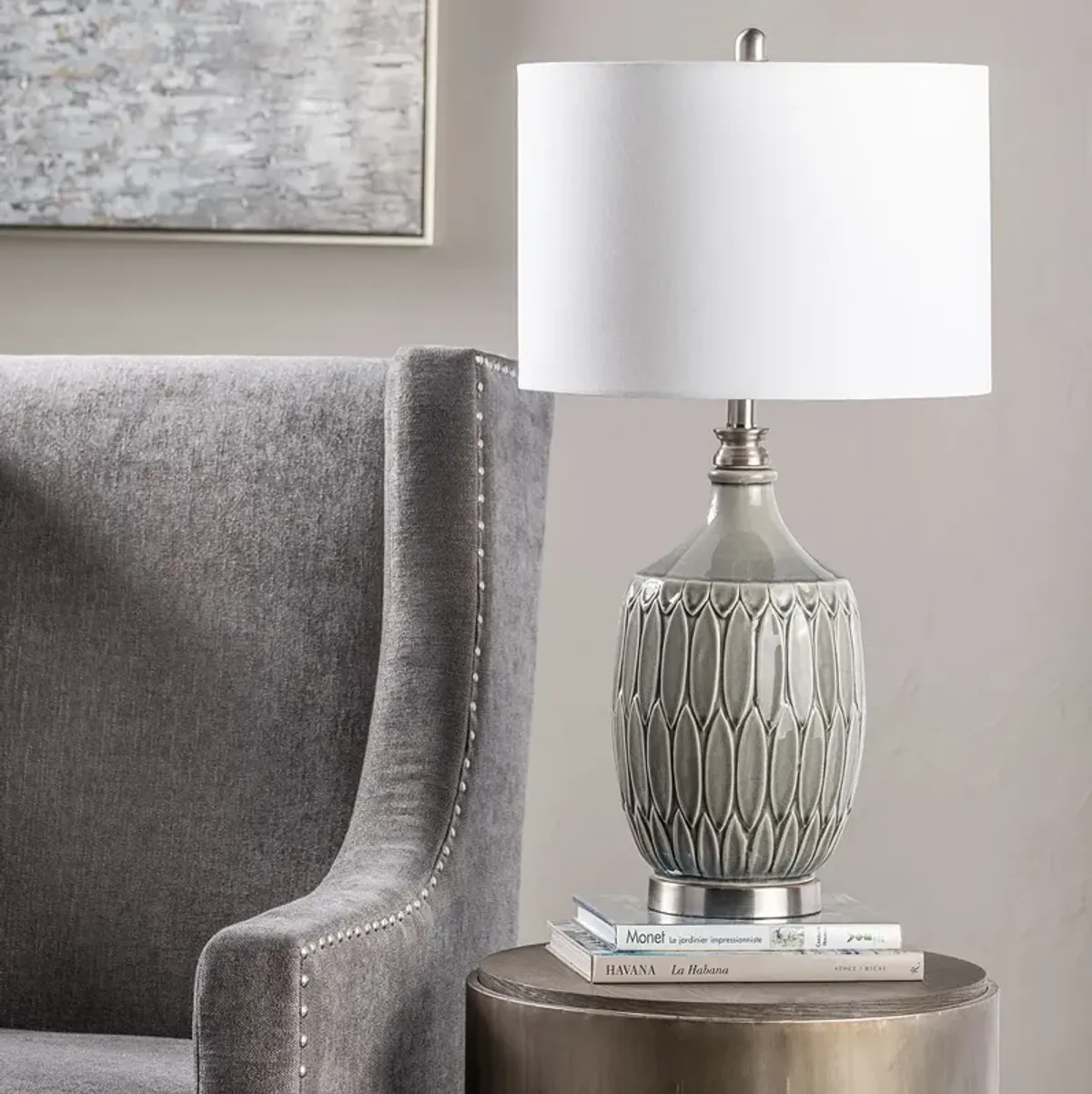 Crestview Collection Carlisle 29 1/2" Gray Ceramic Vase Table Lamp