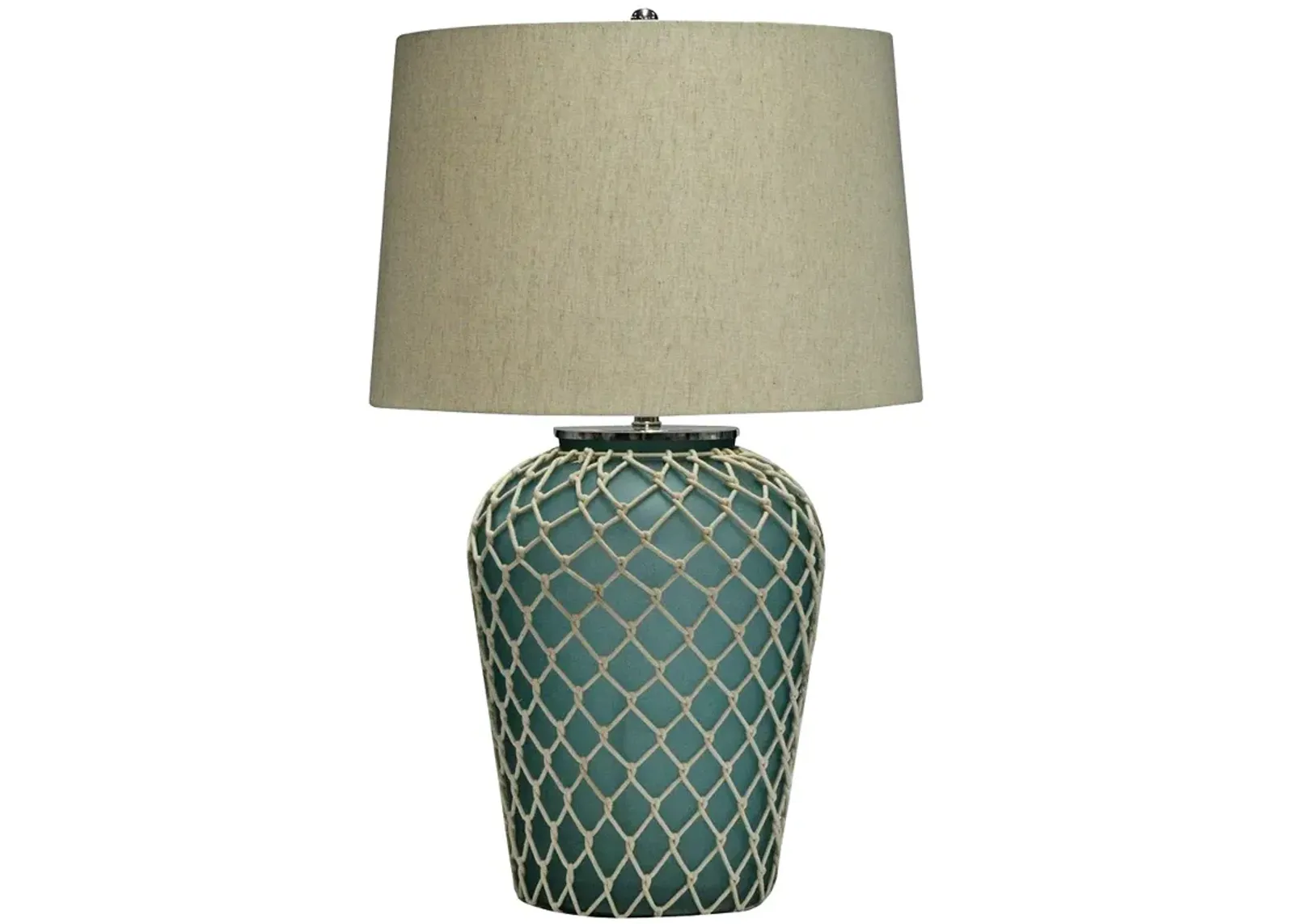 Frazier Rope Wrapped Aqua Glass Accent Table Lamp