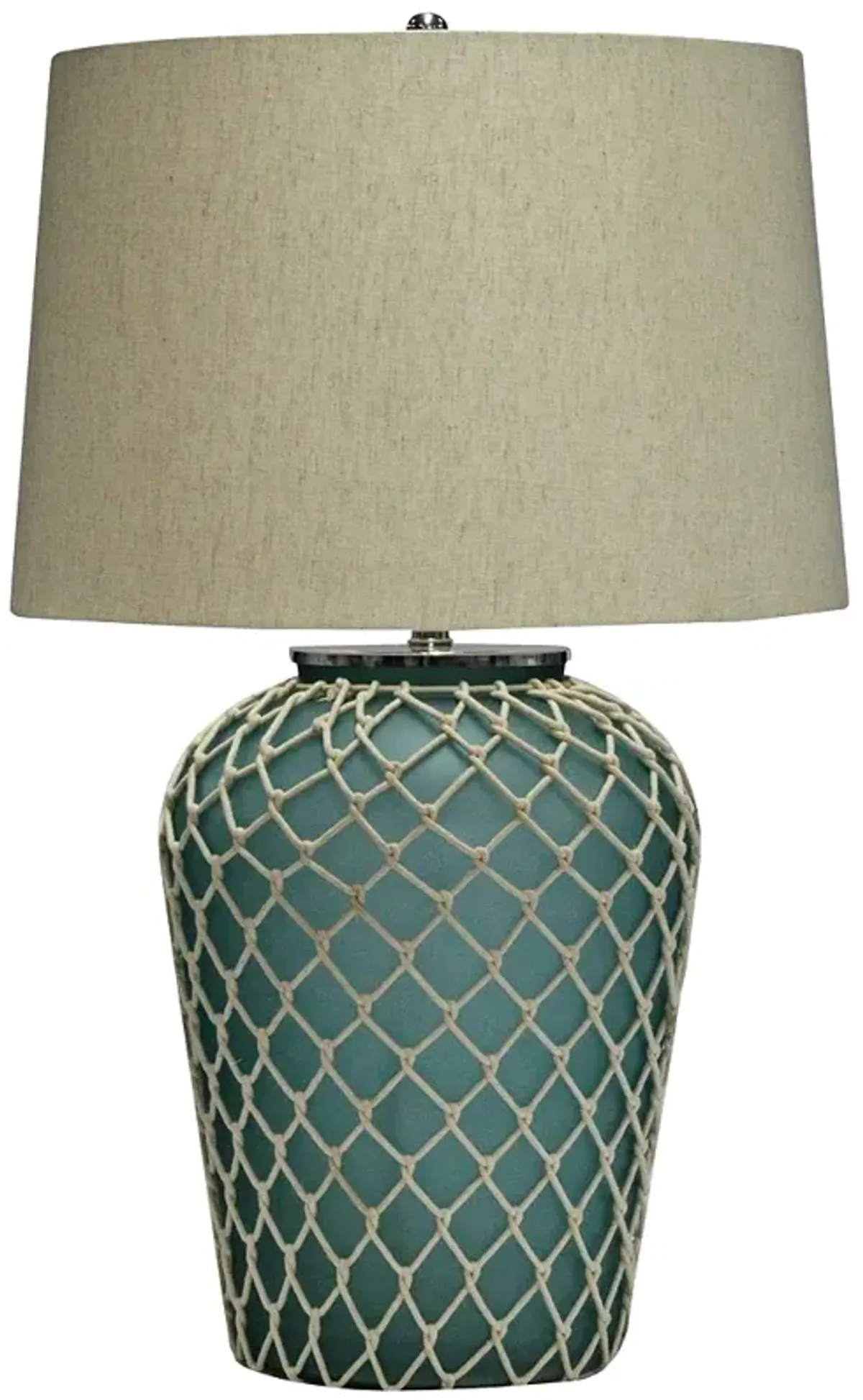 Frazier Rope Wrapped Aqua Glass Accent Table Lamp