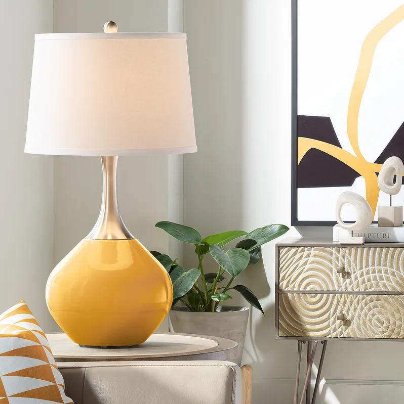 Color Plus Spencer 31" Modern Nickel and Marigold Yellow Table Lamp