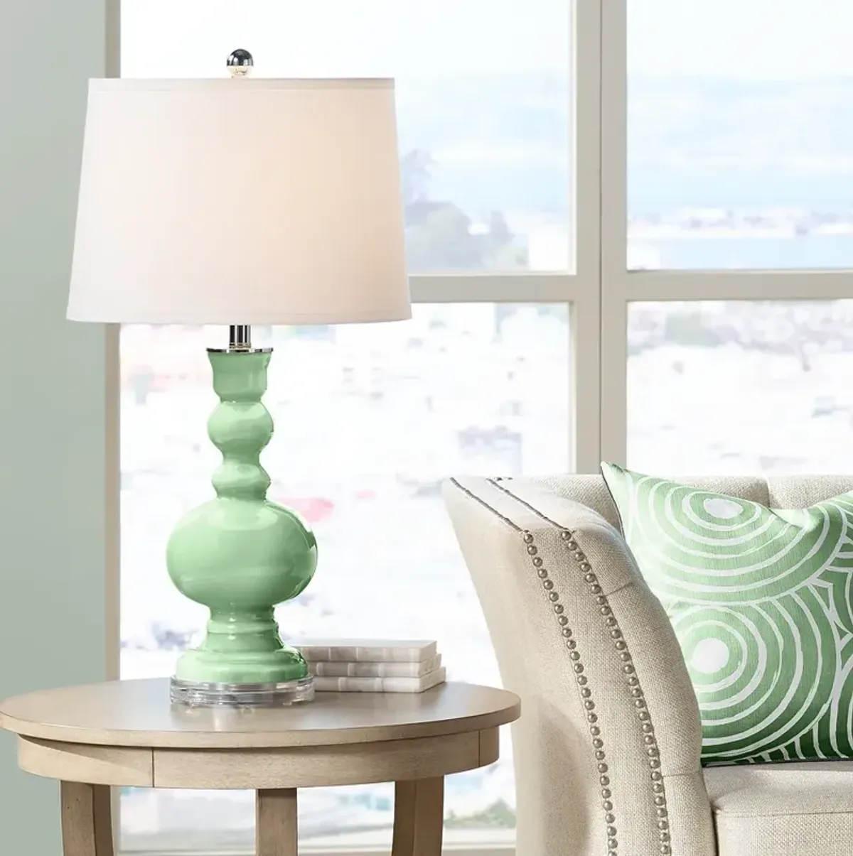 Color Plus Apothecary 30" High Flower Stem Green Table Lamp