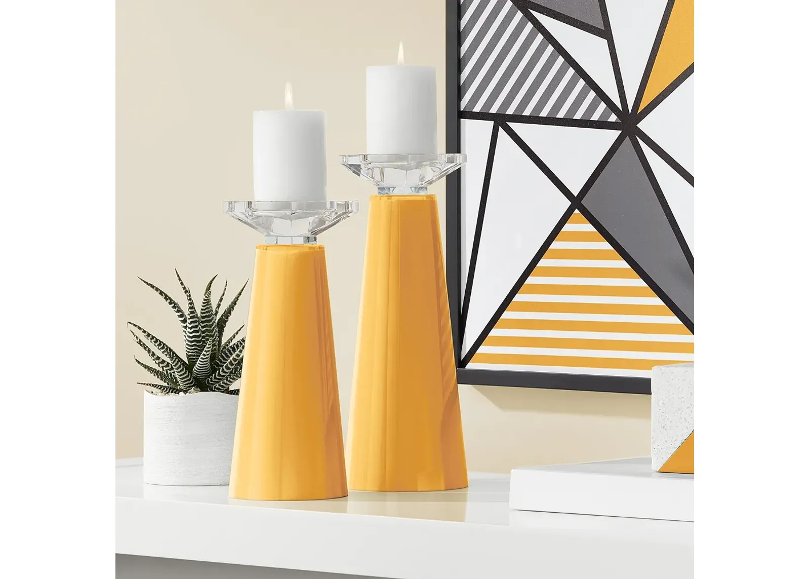 Marigold Glass Candle Holders from Color Plus