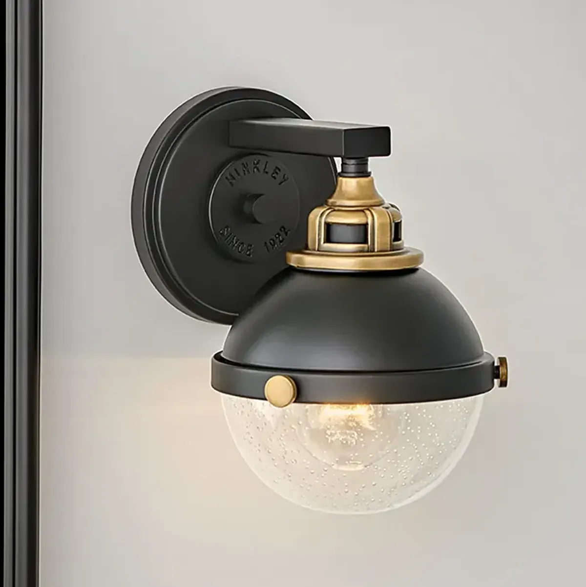 Hinkley Fletcher 8 1/2" High Black and Brass Dome Wall Sconce