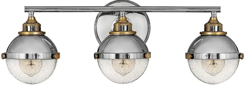 Hinkley Fletcher 25" Wide Modern Polished Nickel 3-Light Bath Light