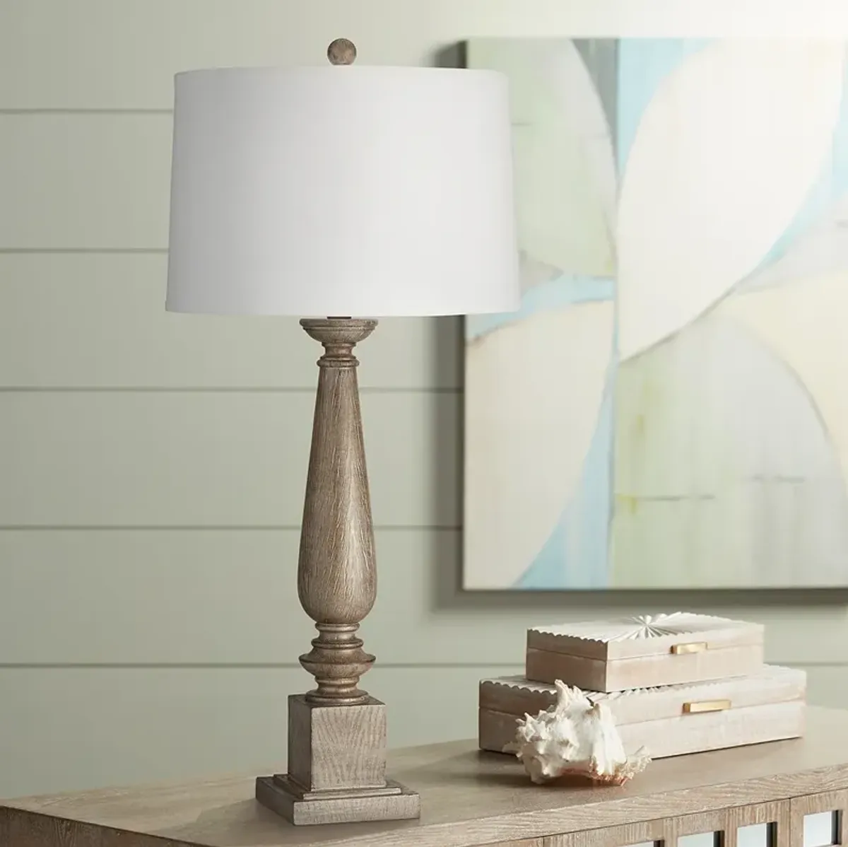 Pacific Coast Preston 32 3/4" Light Oak Finish Candlestick Table Lamp