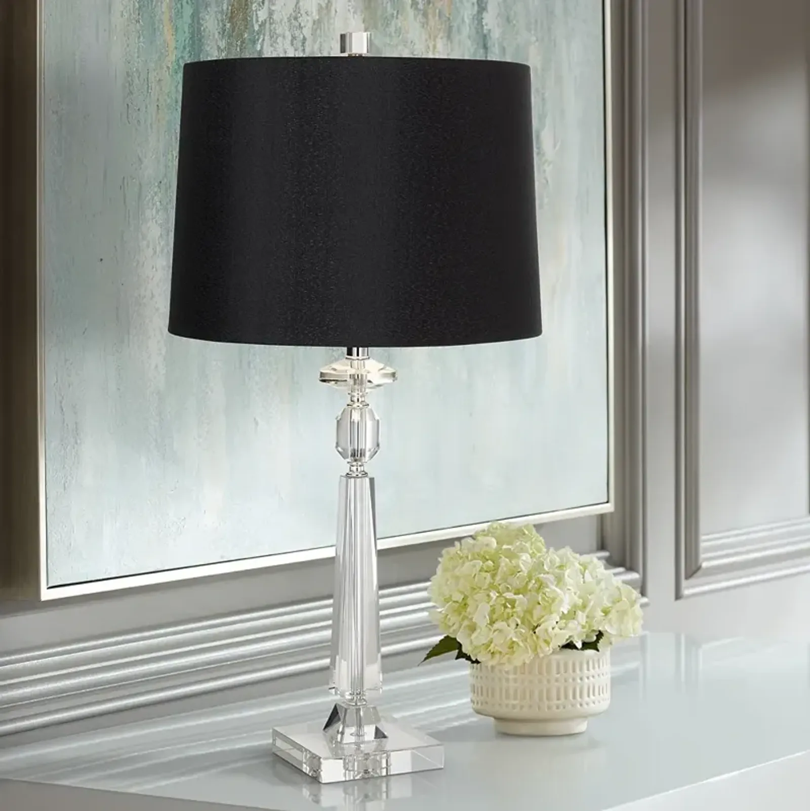 Vienna Full Spectrum Aline 26 1/2" Black Shade Crystal Table Lamp