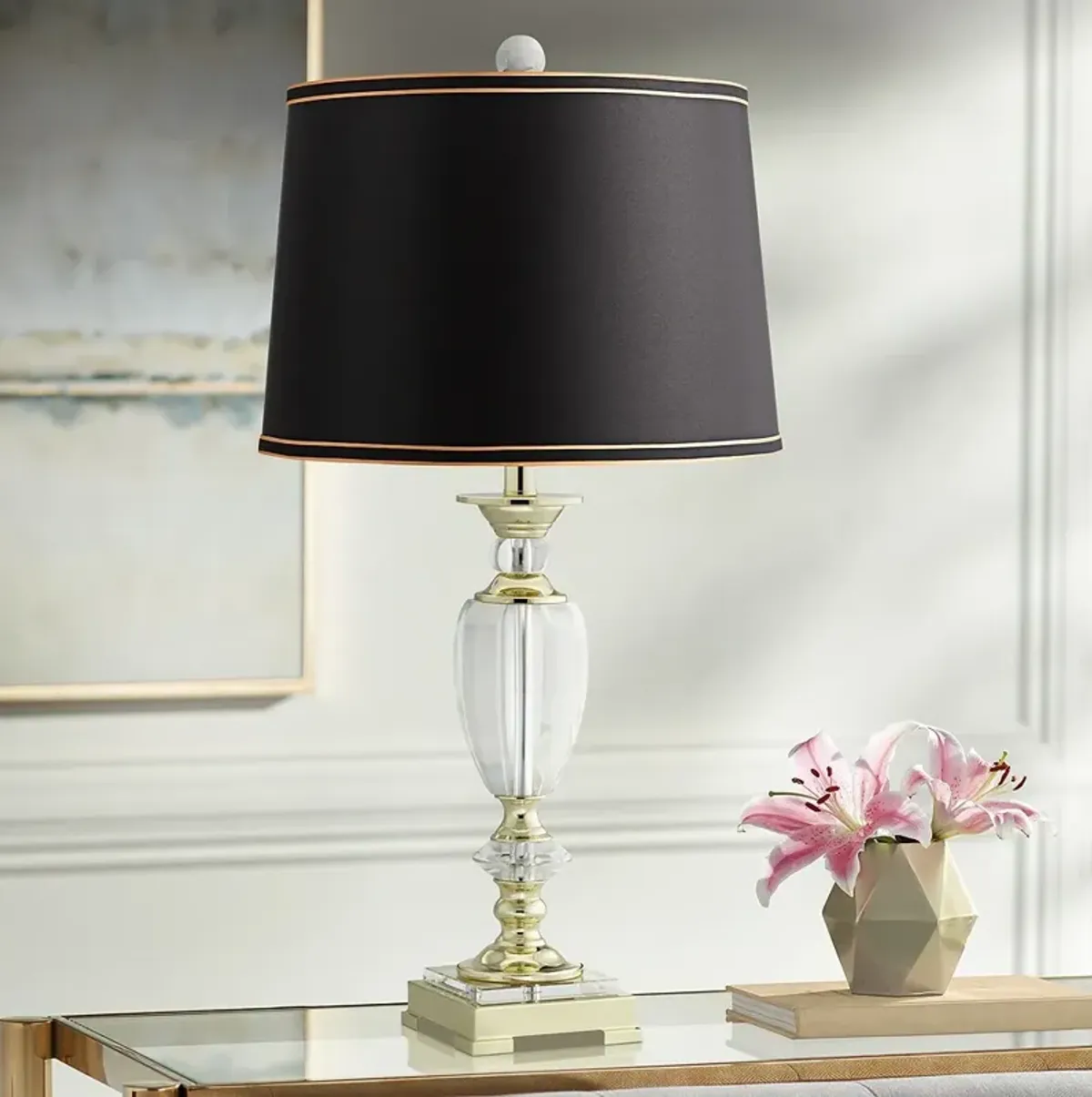 Vienna Full Spectrum Bixby 26 1/2" Crystal Table Lamp with Black Shade