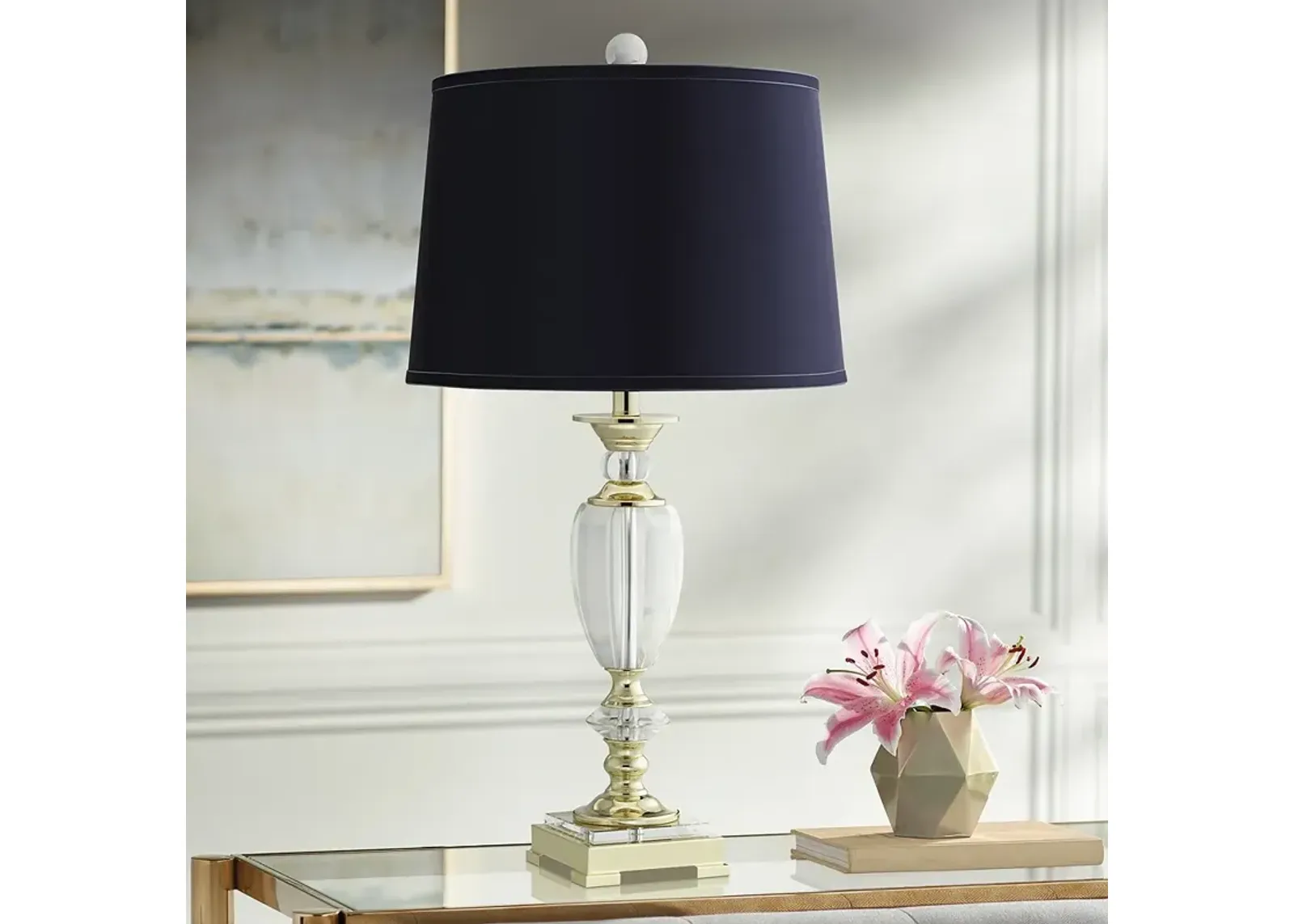 Vienna Full Spectrum Crystal Table Lamp with Navy Shade