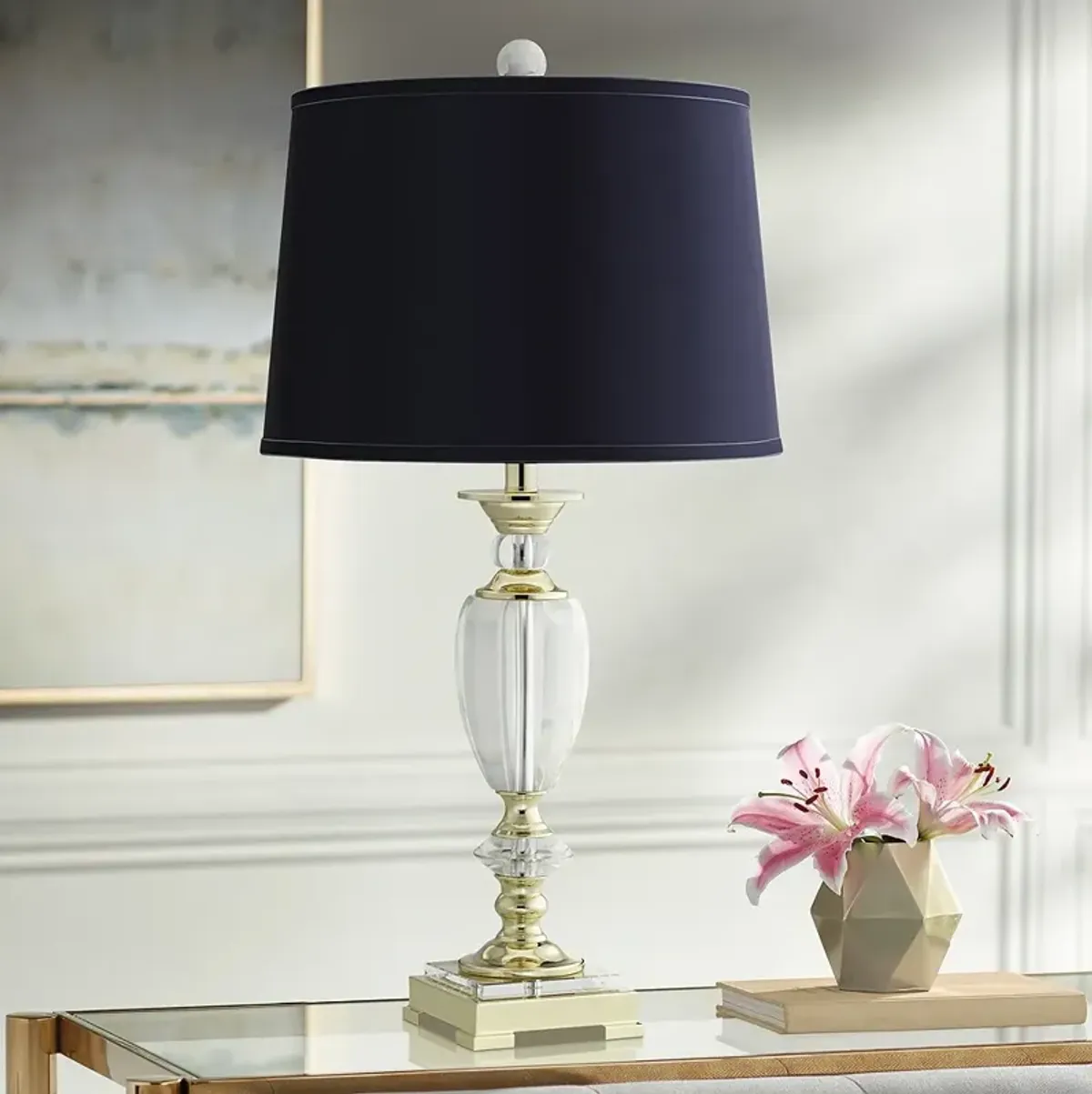 Vienna Full Spectrum Bixby 28 3/4"H Crystal Table Lamp with Navy Shade
