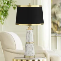 Possini Euro Irina 29" Black Shade Faux Marble Table Lamp