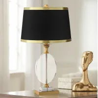 Valerie Clear Crystal Table Lamp with Black Shade