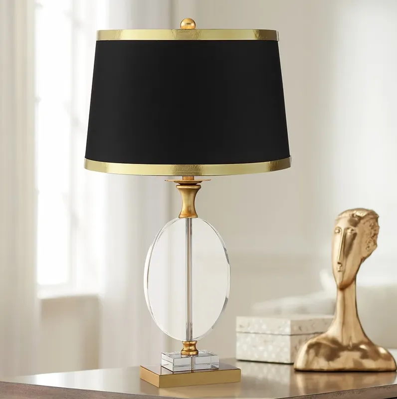 Valerie Clear Crystal Table Lamp with Black Shade