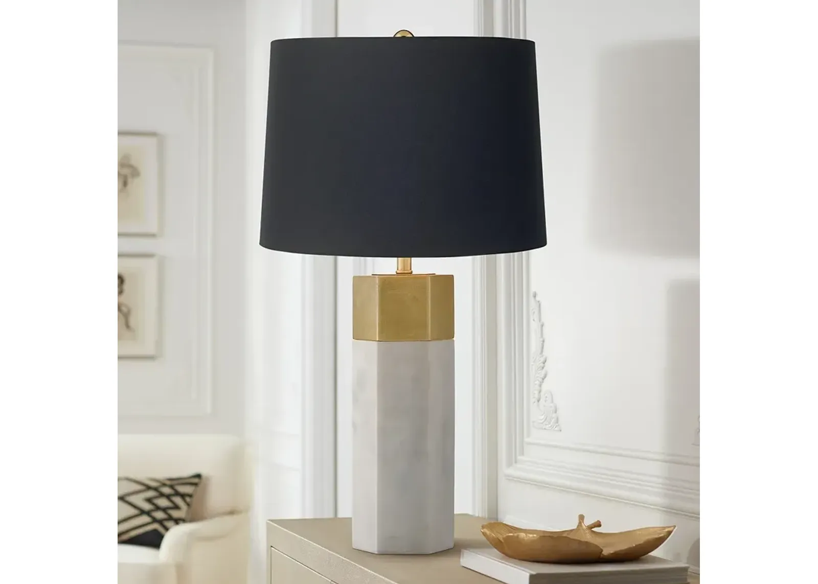 Possini Euro Leala 21" Luxe Modern Table Lamp with Black Shade