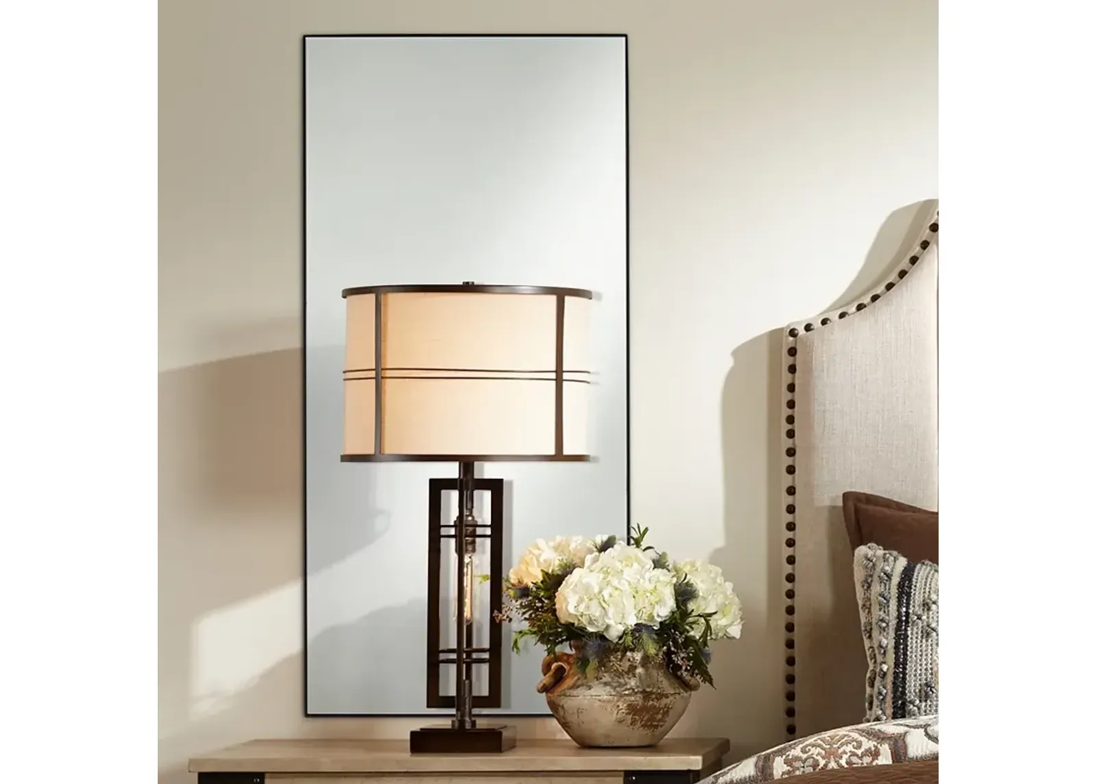 Aryn Matte Black Metal 20" x 42 1/4" Rectangular Wall Mirror