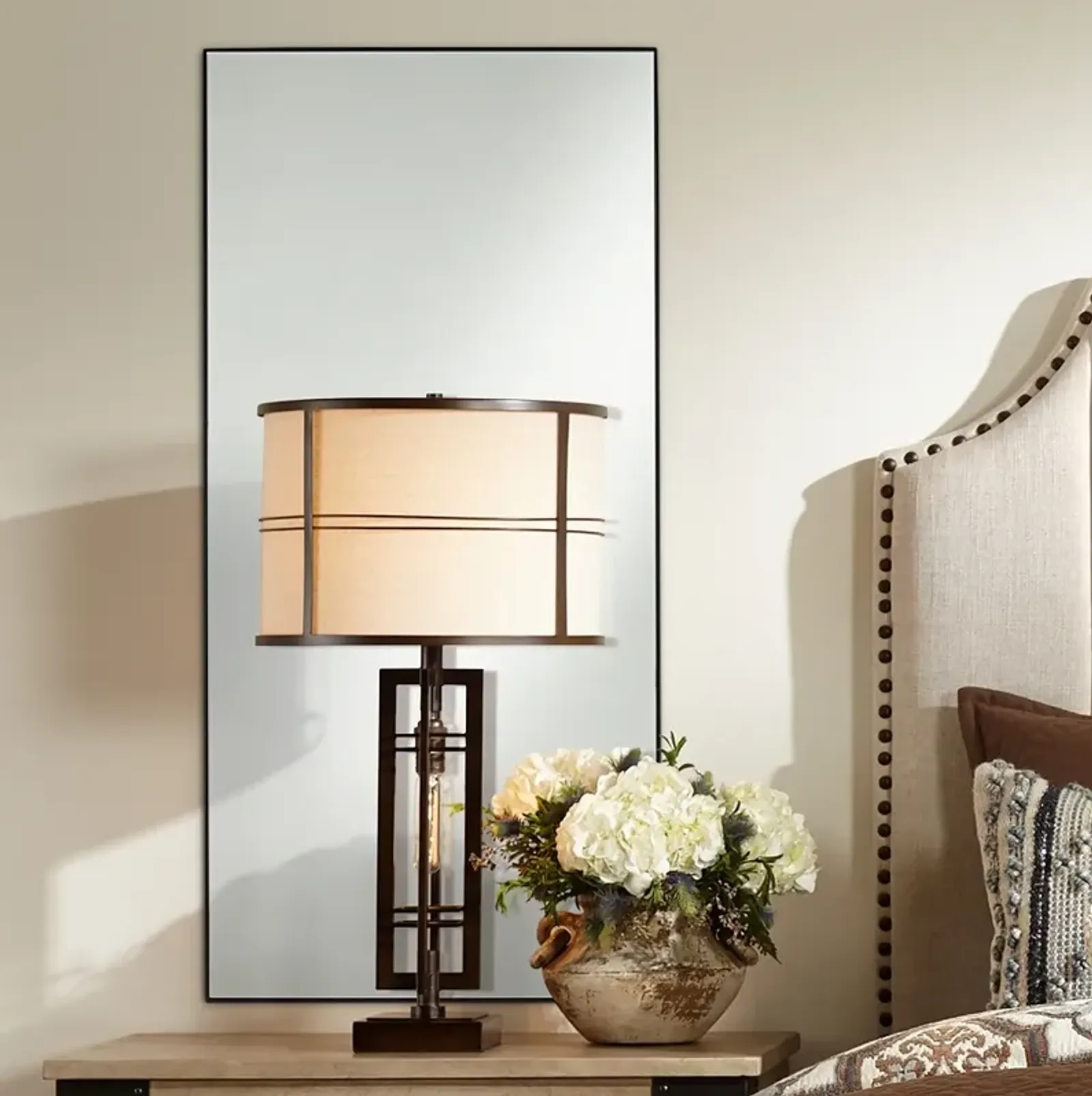 Aryn Matte Black Metal 20" x 42 1/4" Rectangular Wall Mirror