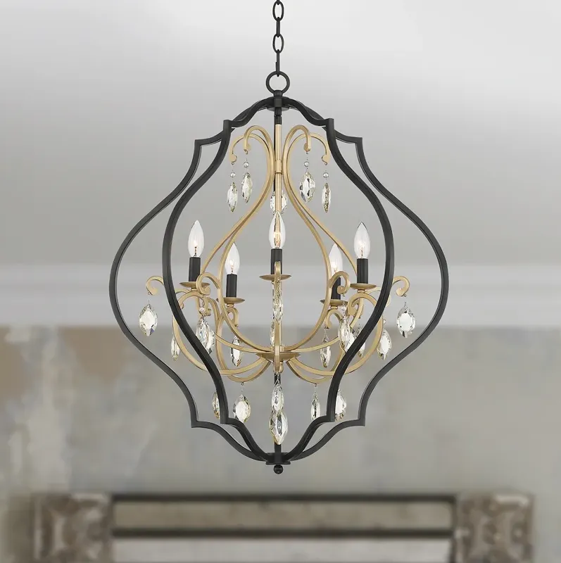 Possini Euro Clara 26 1/2" Wide Black and Soft Gold 5-Light Chandelier