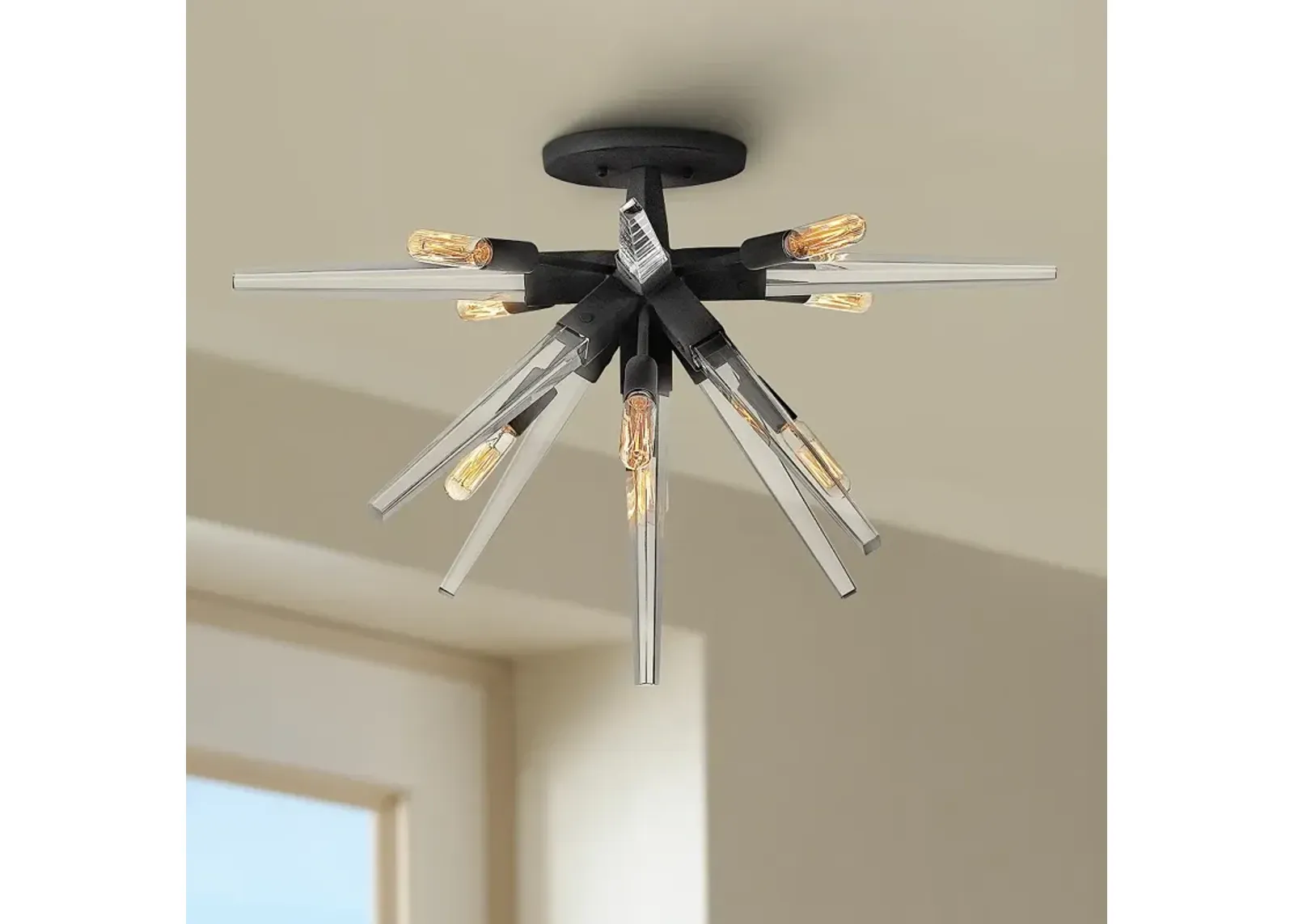 Hinkley Ariel 26" Wide Black Starburst 8-Light Ceiling Light