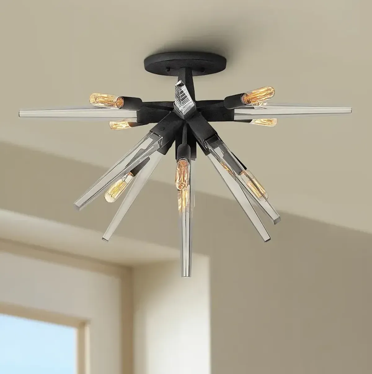 Hinkley Ariel 26" Wide Black Starburst 8-Light Ceiling Light