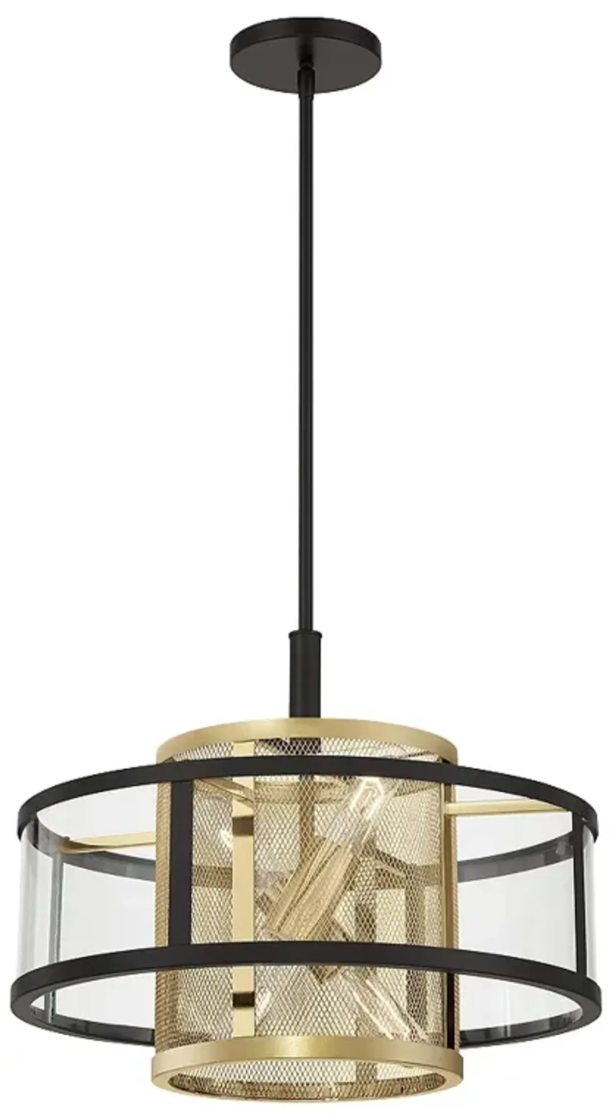 Metropolitan Soho 4-Light 30-in Coal Black and Soft Brass Indoor Pendant