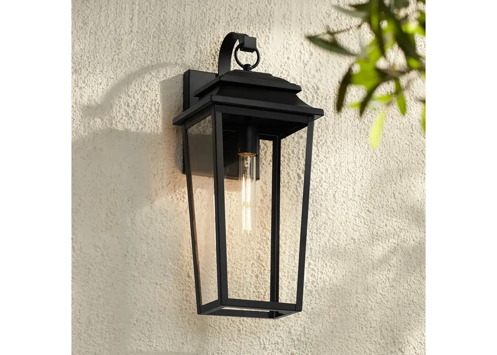 John Timberland Bellis Verde 20" Textured Black Outdoor Wall Light