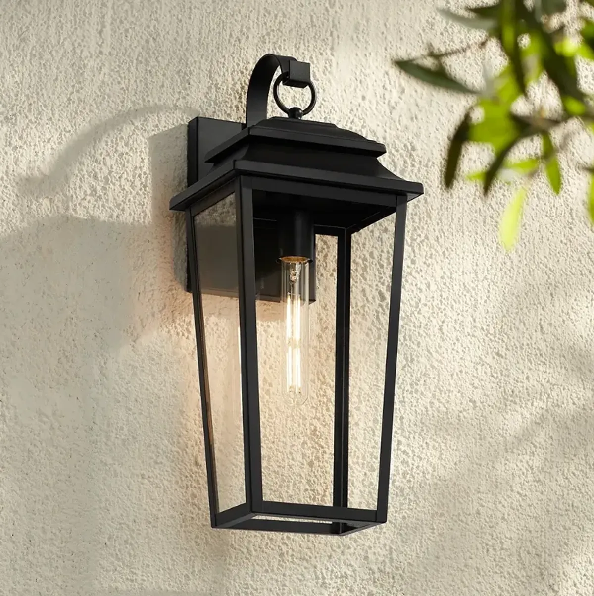 John Timberland Bellis Verde 20" Textured Black Outdoor Wall Light