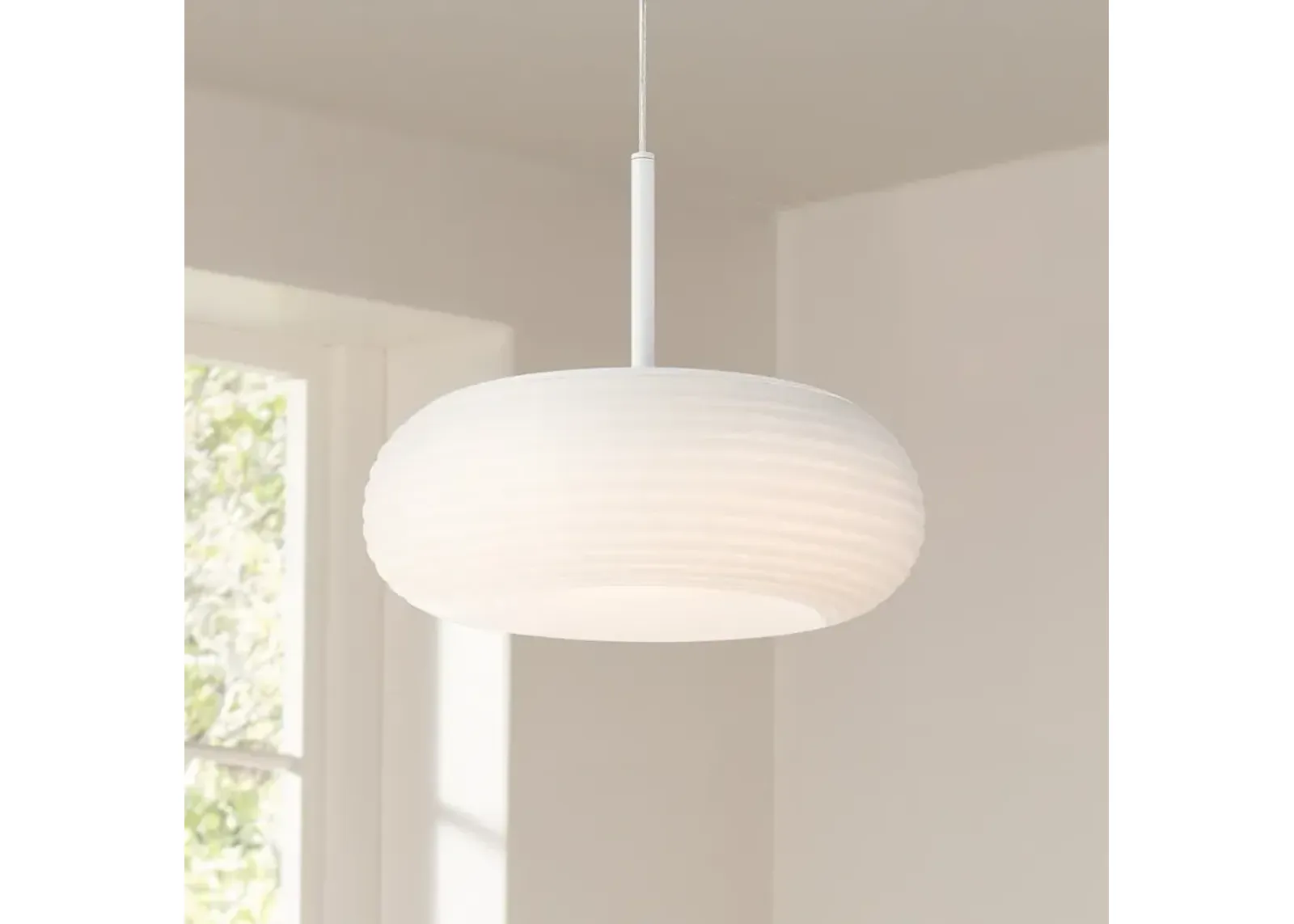 Possini Euro Sandringham 13 3/4" Sanded White Modern LED Pendant Light