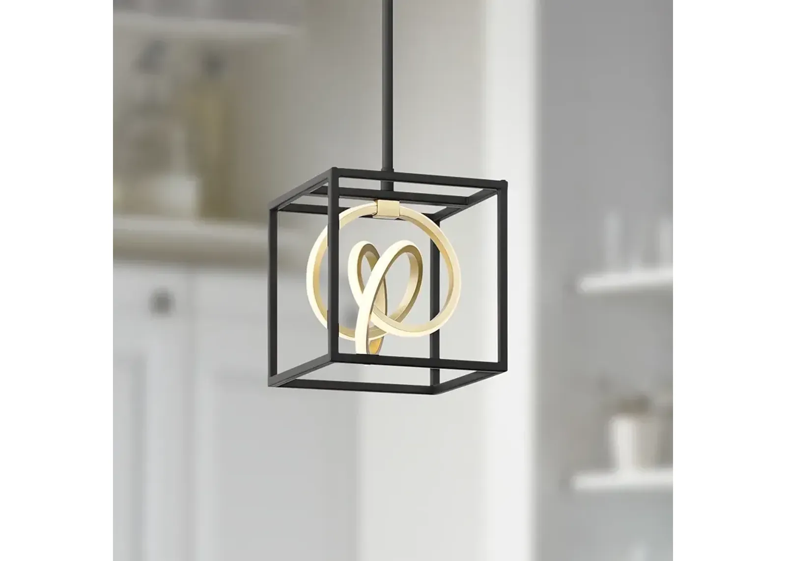 Possini Euro Christy 8" Wide Black Gold 3-Light LED Mini-Pendant